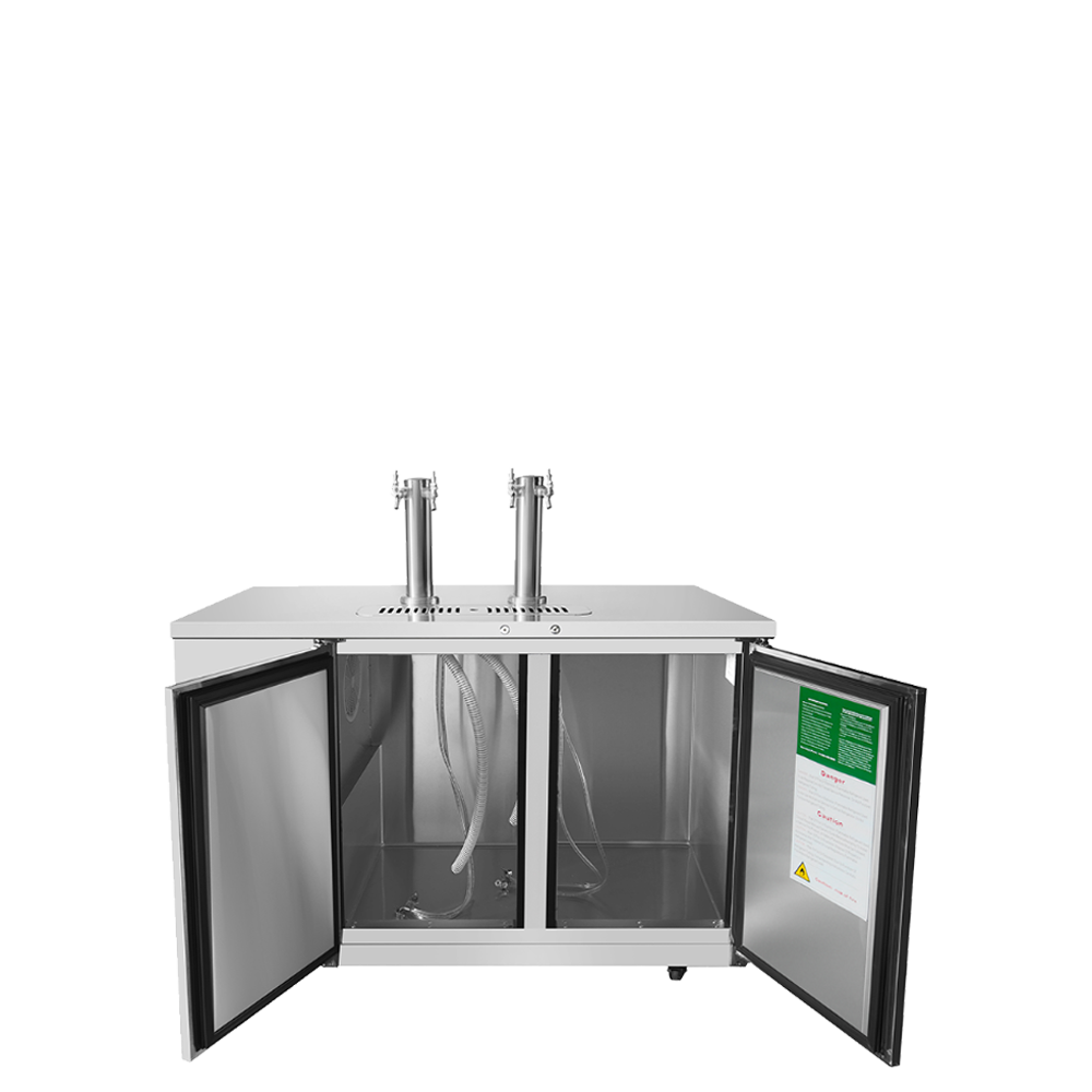 Atosa MKC58GR 58'' Keg Cooler -S/S-with 2 Dual Tap Towers Dimension: 57-4/5 W * 28-1/10 D * 40-1/10 H