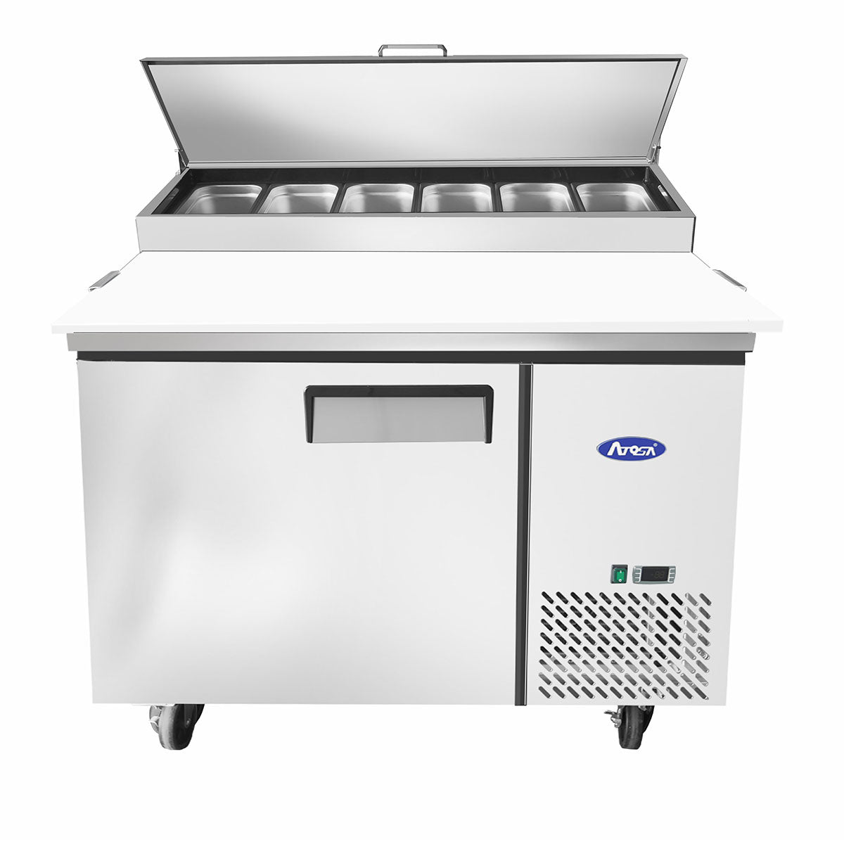 Atosa MPF8201GR 44'' Pizza Prep Table Dimensions: 44 W * 33-1/10 D * 44 H