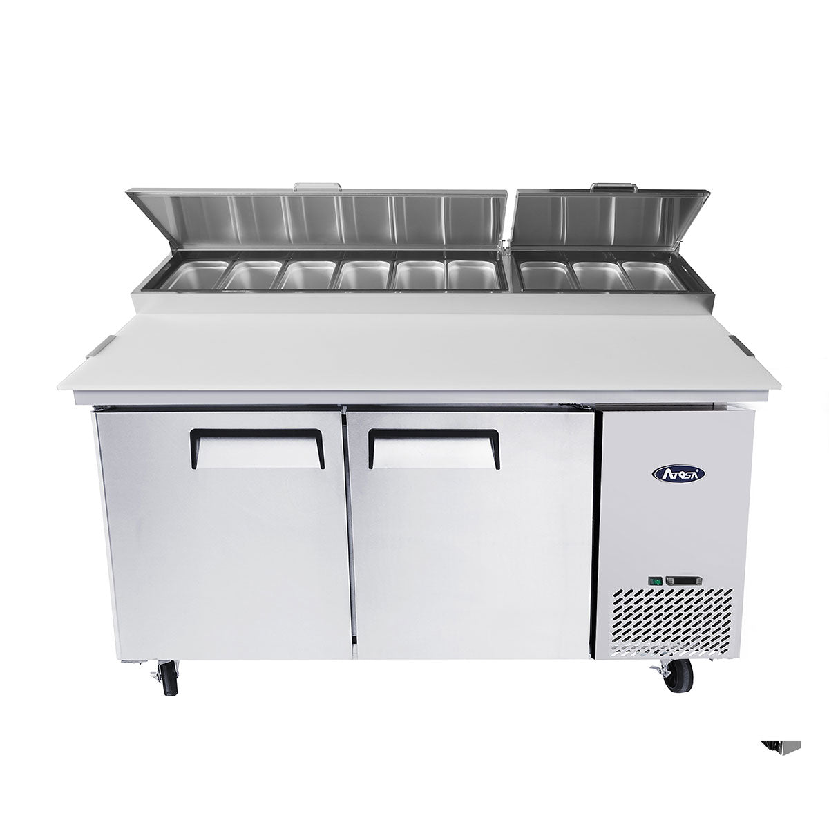Atosa MPF8202GR 67'' Pizza Prep Table Dimensions: 67 W * 33-1/10 D * 44 H