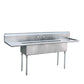 Atosa MRSB-3-D (Ship in 5pcs/Skid) 3 Comp. Bakery Sheet Pan Sink with 24'' Left and Right Drainboards Dimension: 120"W *30"D *44.5"H *19.5" Leg, Bowl Size 24"*24"*14" Galvanized Gussets and Tubular Legs with Adjustable Feet.