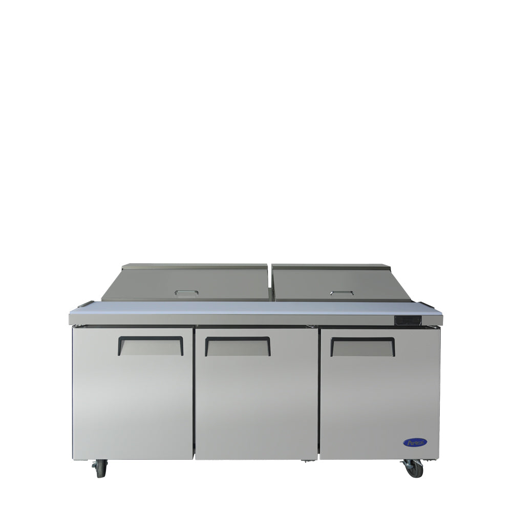 Atosa MSF8304GR 72'' Sandwich Prep. Table with 18 S/S Pans Dimensions: 72-7/10 W * 30 D * 44-3/10 H