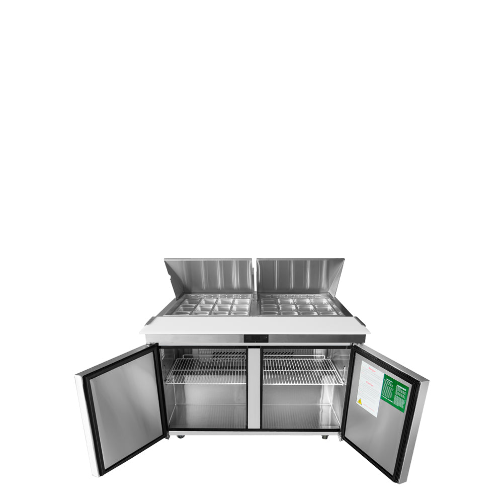 Atosa MSF8307GR 60'' Mega top Sandwich Prep. Table with 24 S/S Pans Dimensions: 60-1/5 W * 34 D * 46-3/5 H