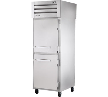 True STR1FPT-2HS-2HS Pass-Thru Solid Half Front/Solid Half Rear Swing Doors Freezer