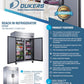 Dukers D55AR Commercial 2-Door Top Mount Refrigerator in Stainless Steel