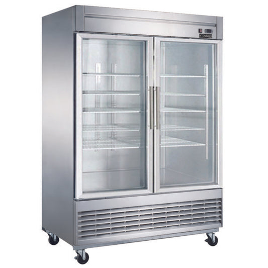 Dukers D55R-GS2  Bottom Mount Glass 2-Door Commercial Reach-in Refrigerator