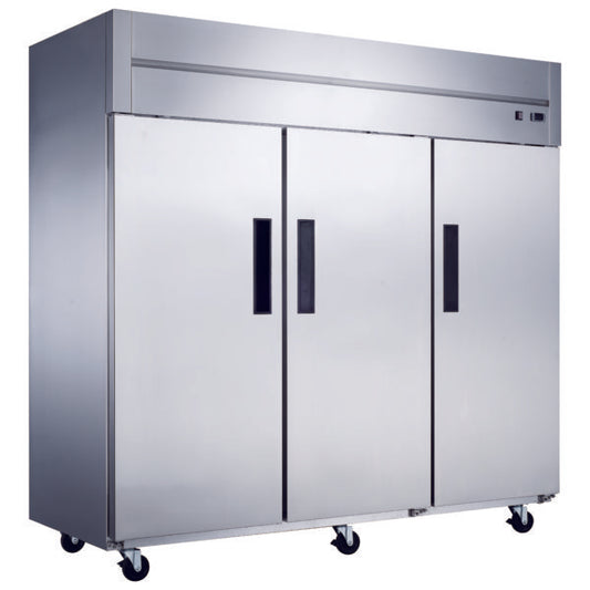 Dukers D83AR Commercial 3-Door Top Mount Refrigerator in Stainless Steel