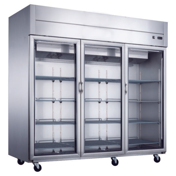 Dukers D83AR-GS3 Top Mount Glass 3-Door Commercial Reach-in Refrigerator