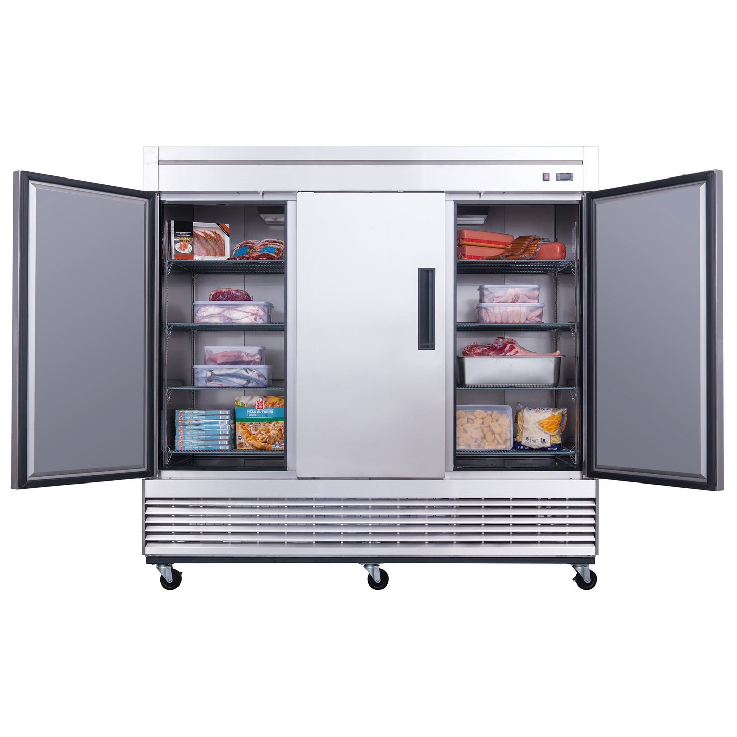 Dukers D83F 3-Door Commercial Freezer in Stainless Steel