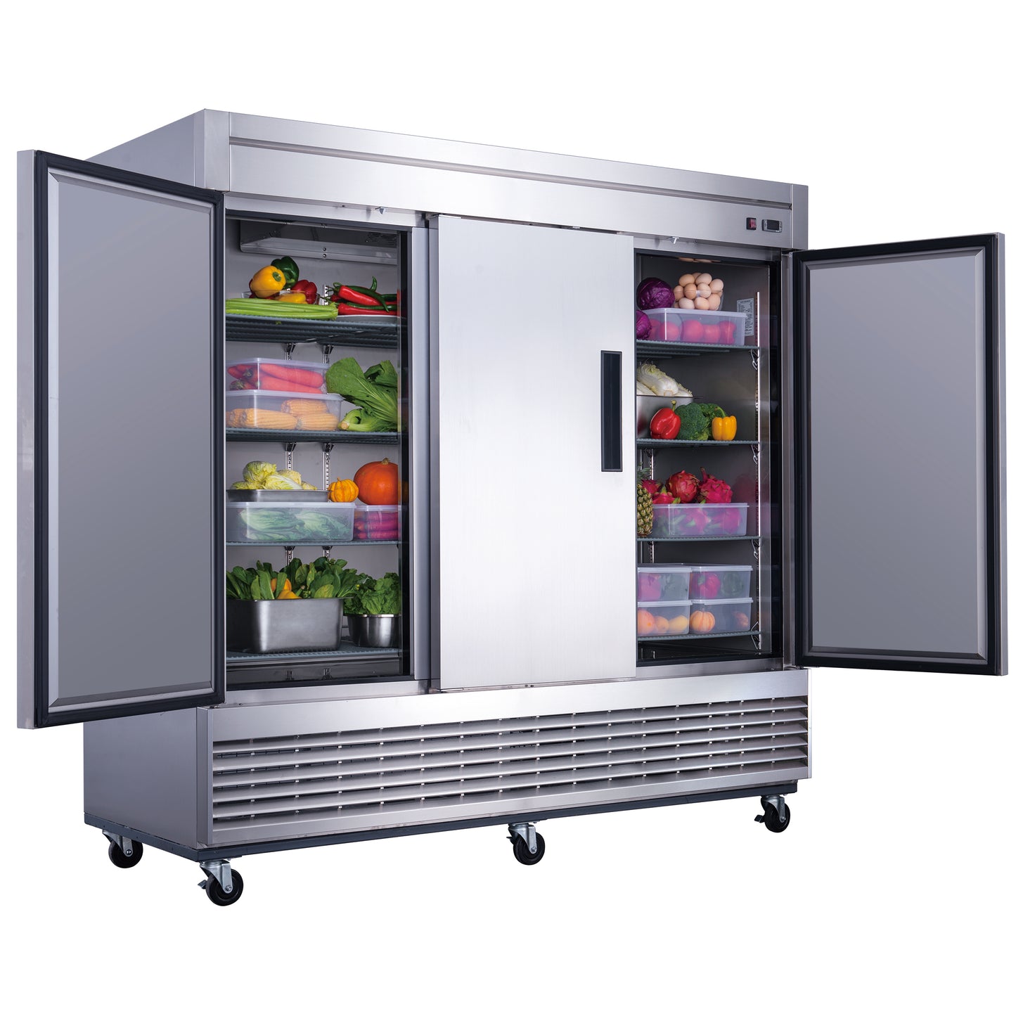 Dukers D83R 3-Door Commercial Refrigerator in Stainless Steel