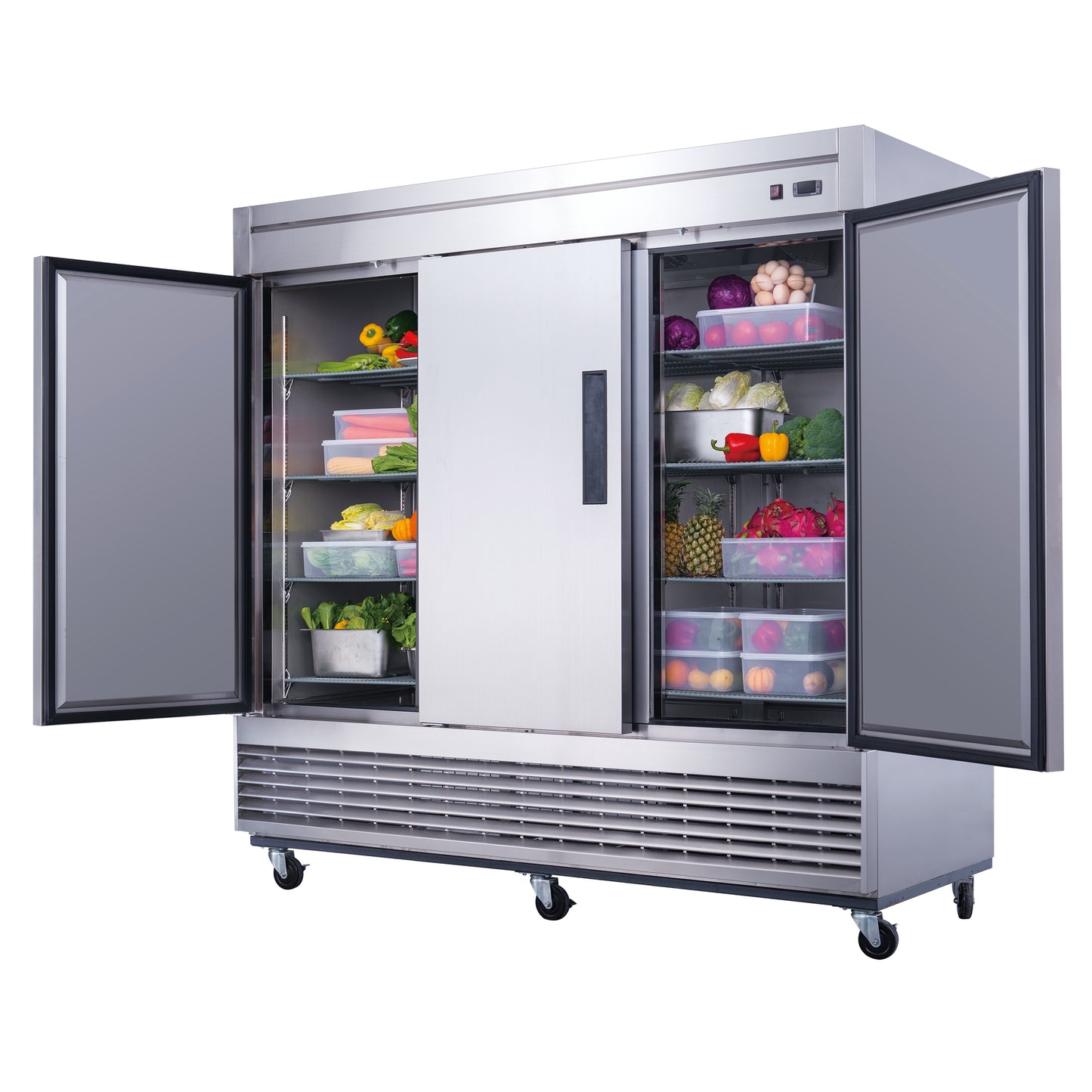 Dukers D83R 3-Door Commercial Refrigerator in Stainless Steel