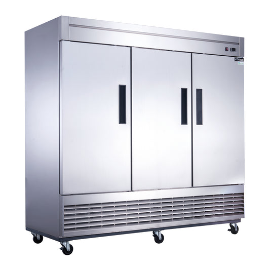 Dukers D83F 3-Door Commercial Freezer in Stainless Steel