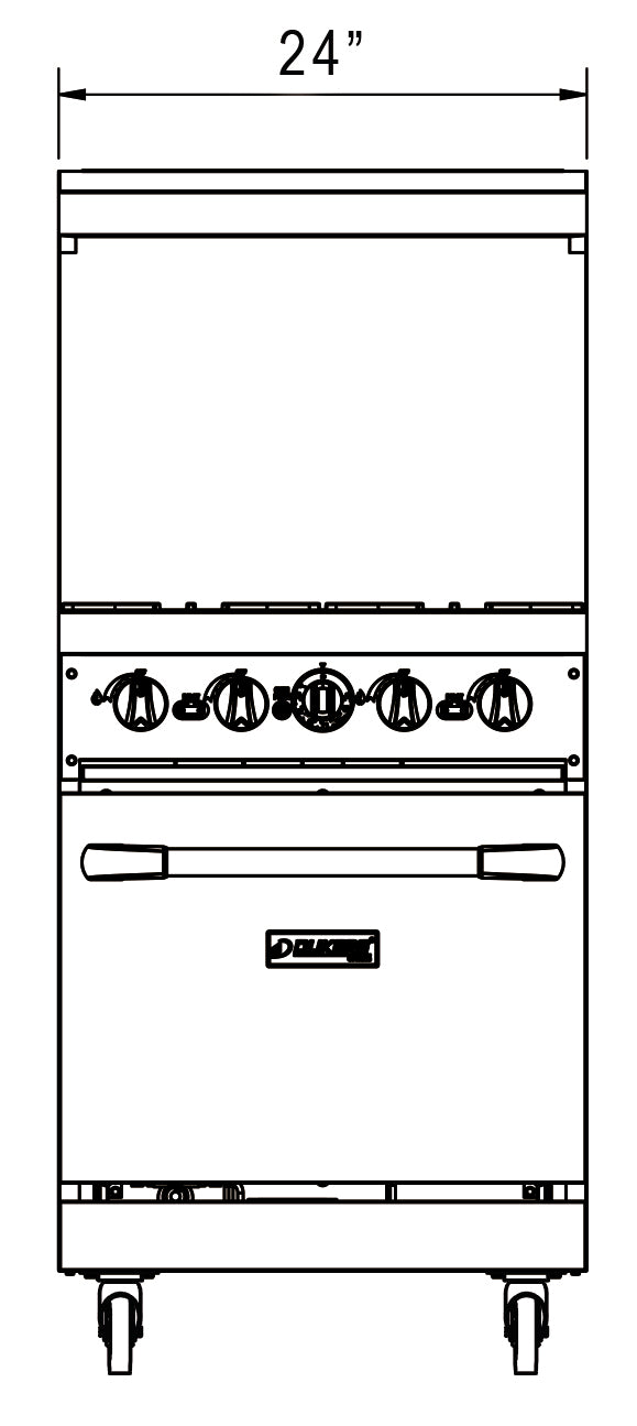 Dukers DCR24-4B 24″ Gas Range with Four (4) Open Burners