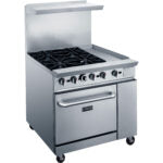 Dukers DCR36-4B12GM 36″ Gas Range with Four (4) Open Burners & 12″ Griddle