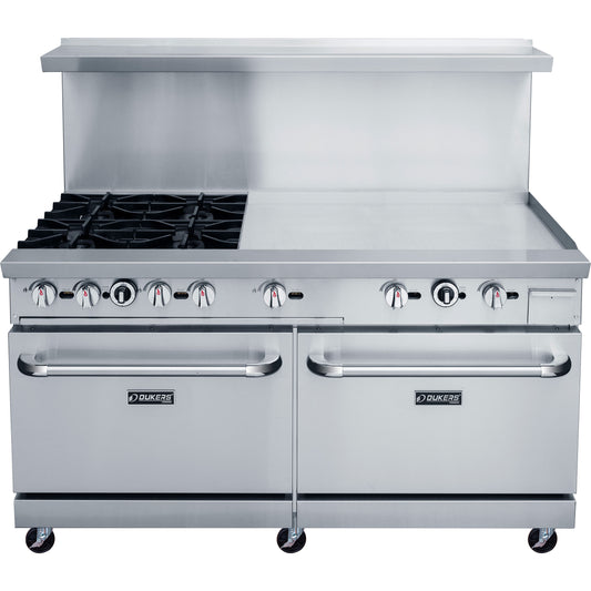 Dukers DCR60-4B36GM 60″ Gas Range with Four (4) Open Burners & 36″ Griddle
