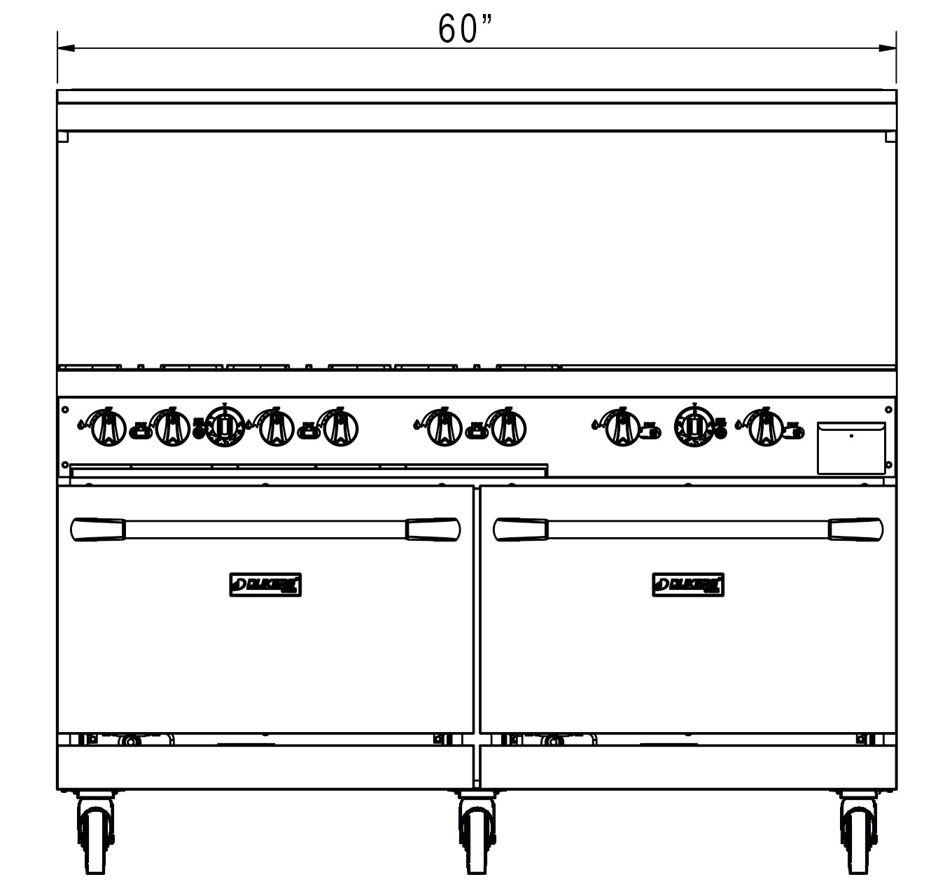 Dukers DCR60-6B24GM 60″ Gas Range with Six (6) Open Burners & 24″ Griddle